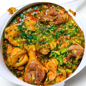 A bowl of Nigerian okro soup
